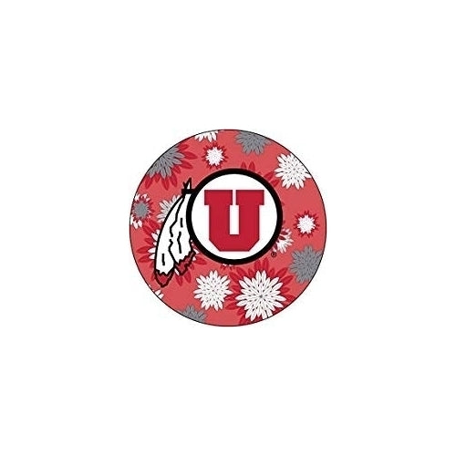 Utah Utes Round 4-Inch NCAA Floral Love Vinyl Sticker - Blossoming School Spirit Decal Image 1