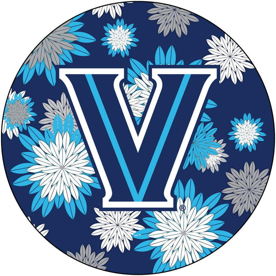 Villanova Wildcats Round 4-Inch NCAA Floral Love Vinyl Sticker - Blossoming School Spirit Decal Image 1
