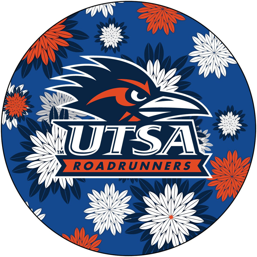 UTSA Road Runners Round 4-Inch NCAA Floral Love Vinyl Sticker - Blossoming School Spirit Decal Image 1