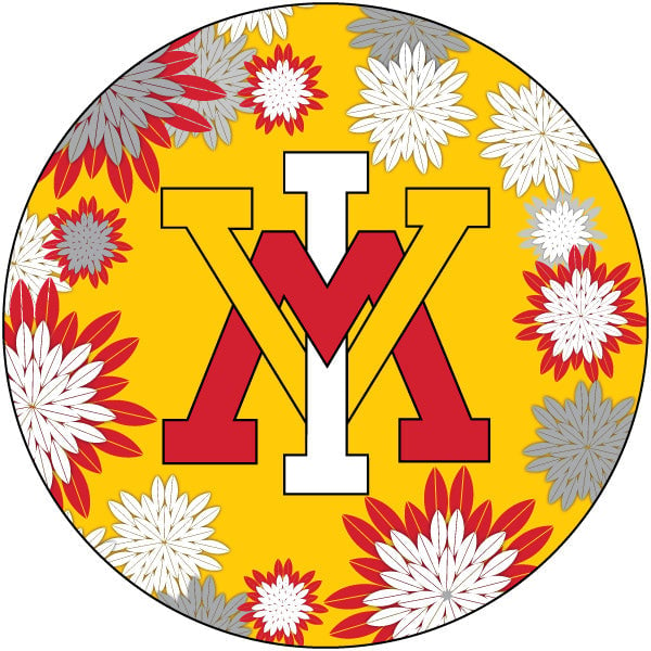 VMI Keydets Round 4-Inch NCAA Floral Love Vinyl Sticker - Blossoming School Spirit Decal Image 1