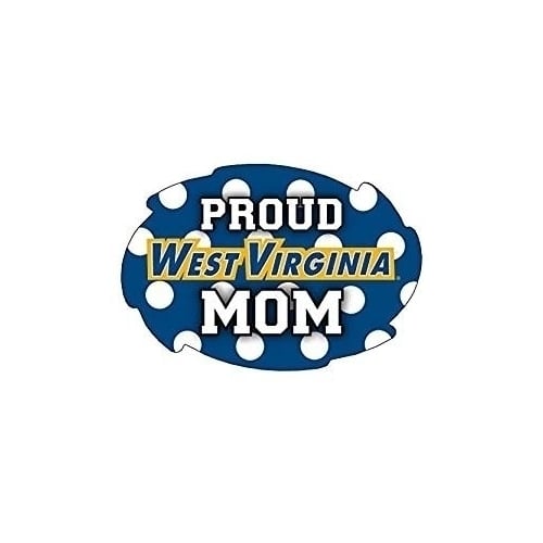 West Virginia Mountaineers 5x6-Inch Swirl Shape Proud Mom NCAA - Durable School Spirit Vinyl Decal Perfect Image 1