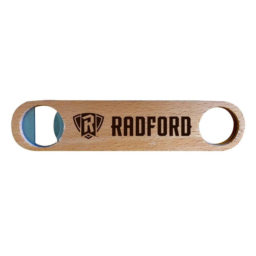 Radford University Highlanders NCAA Elegant Laser-Etched Wooden Bottle Opener - Collegiate Bar Accessory Image 1