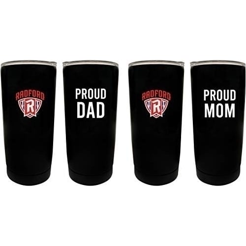 Radford University Highlanders NCAA Insulated Tumbler - 16oz Stainless Steel Travel Mug Proud Mom and Dad Design Black Image 1