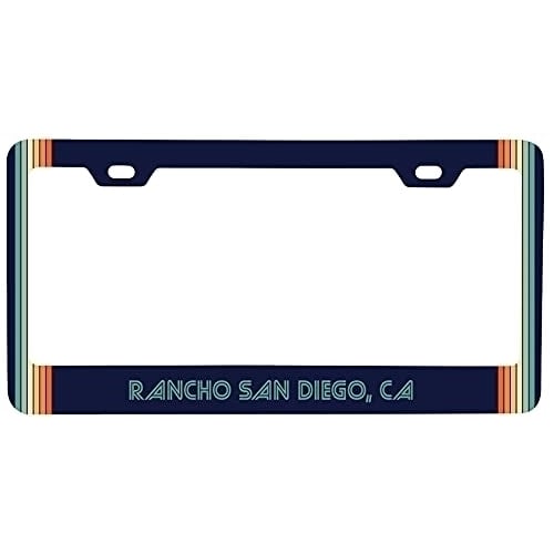 Rancho San Diego California Car Metal License Plate Frame Retro Design Image 1