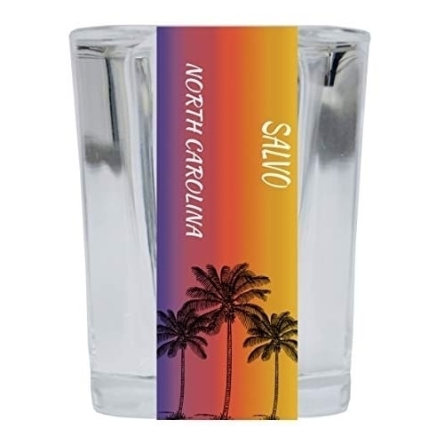 Salvo North Carolina 2 Ounce Square Shot Glass Palm Tree Design Image 1