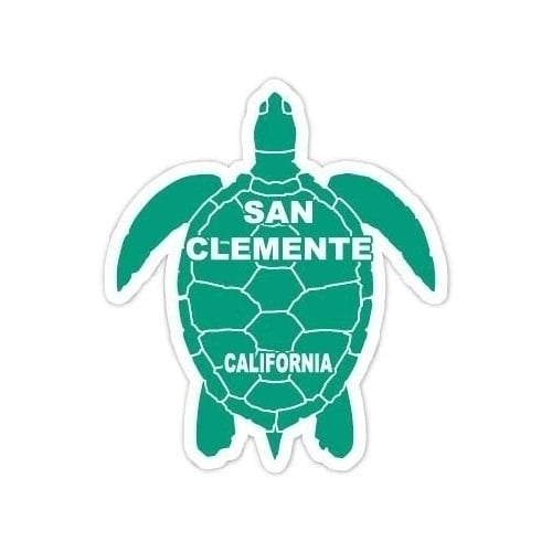 San Clemente California Souvenir 4 Inch Green Turtle Shape Decal Sticker Image 1