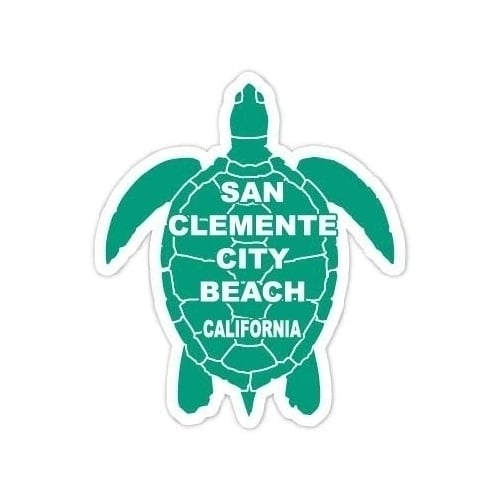 San Clemente City Beach California Souvenir 4 Inch Green Turtle Shape Decal Sticker Image 1