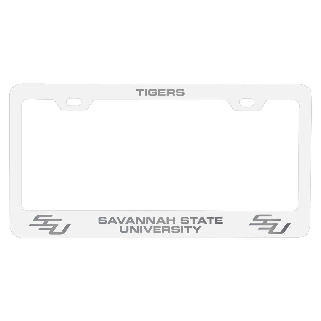 Savannah State University Etched Metal License Plate Frame Choose Your Color Image 1