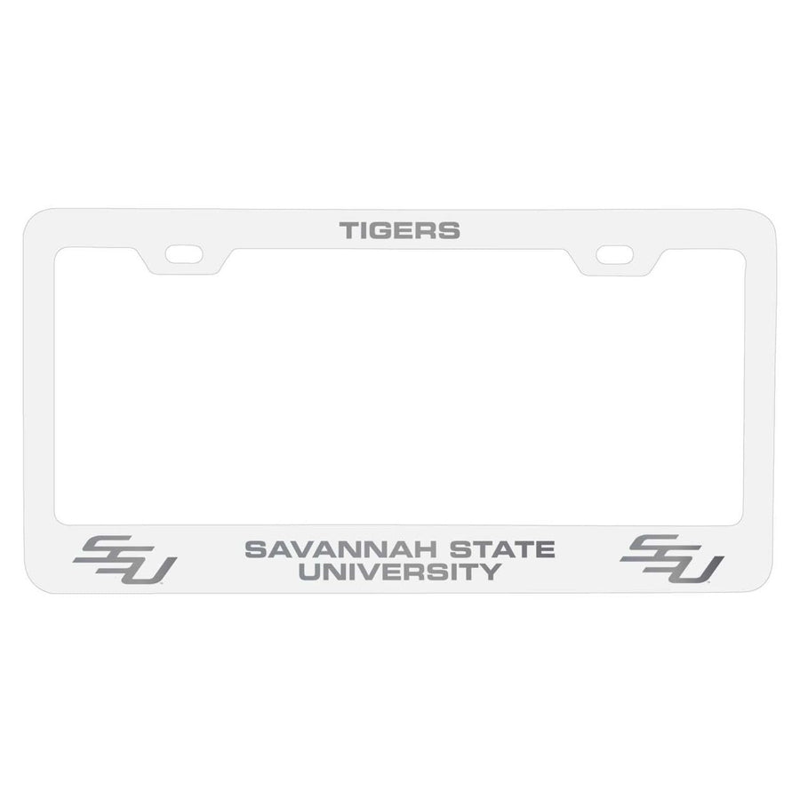 Savannah State University Etched Metal License Plate Frame Choose Your Color Image 1