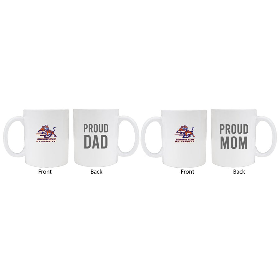 Savannah State University Proud Mom And Dad White Ceramic Coffee Mug 2 pack (White) Image 1