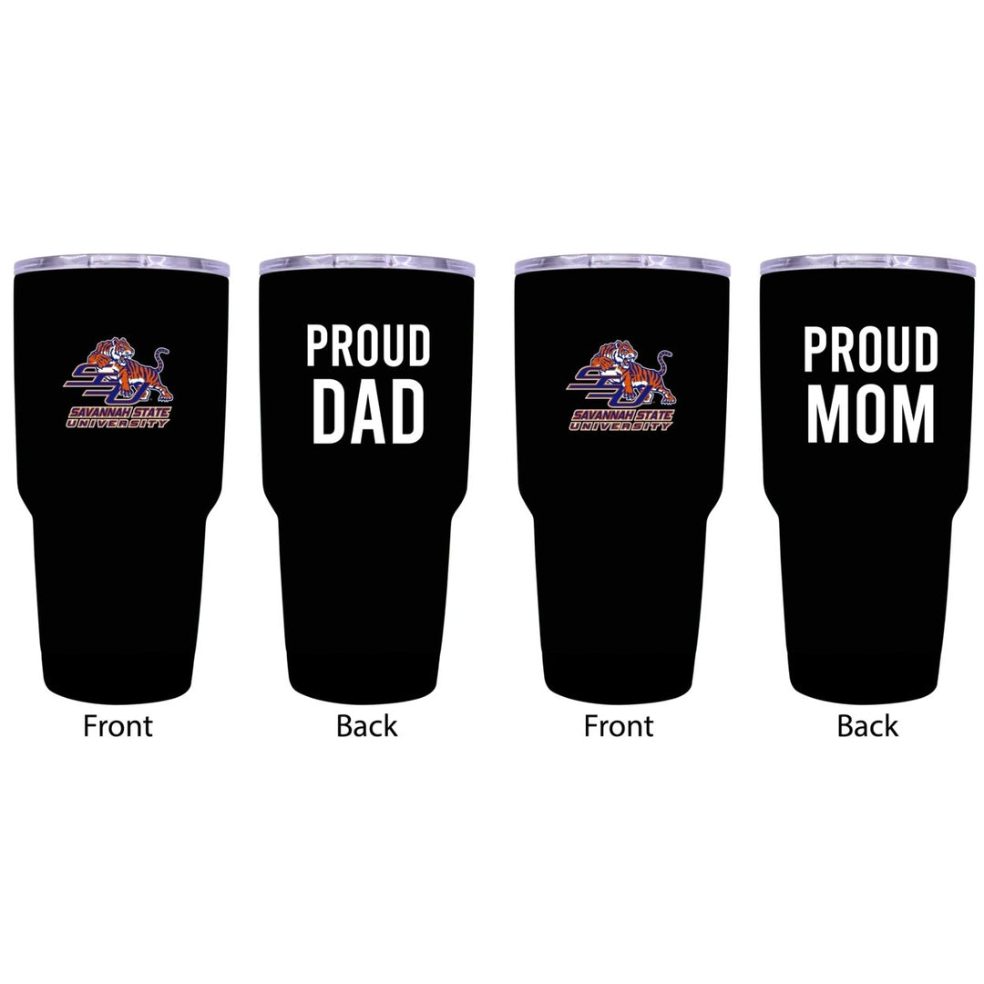 Savannah State University Proud Parent 24 oz Insulated Tumblers Set - Black, Mom and Dad Edition Image 1