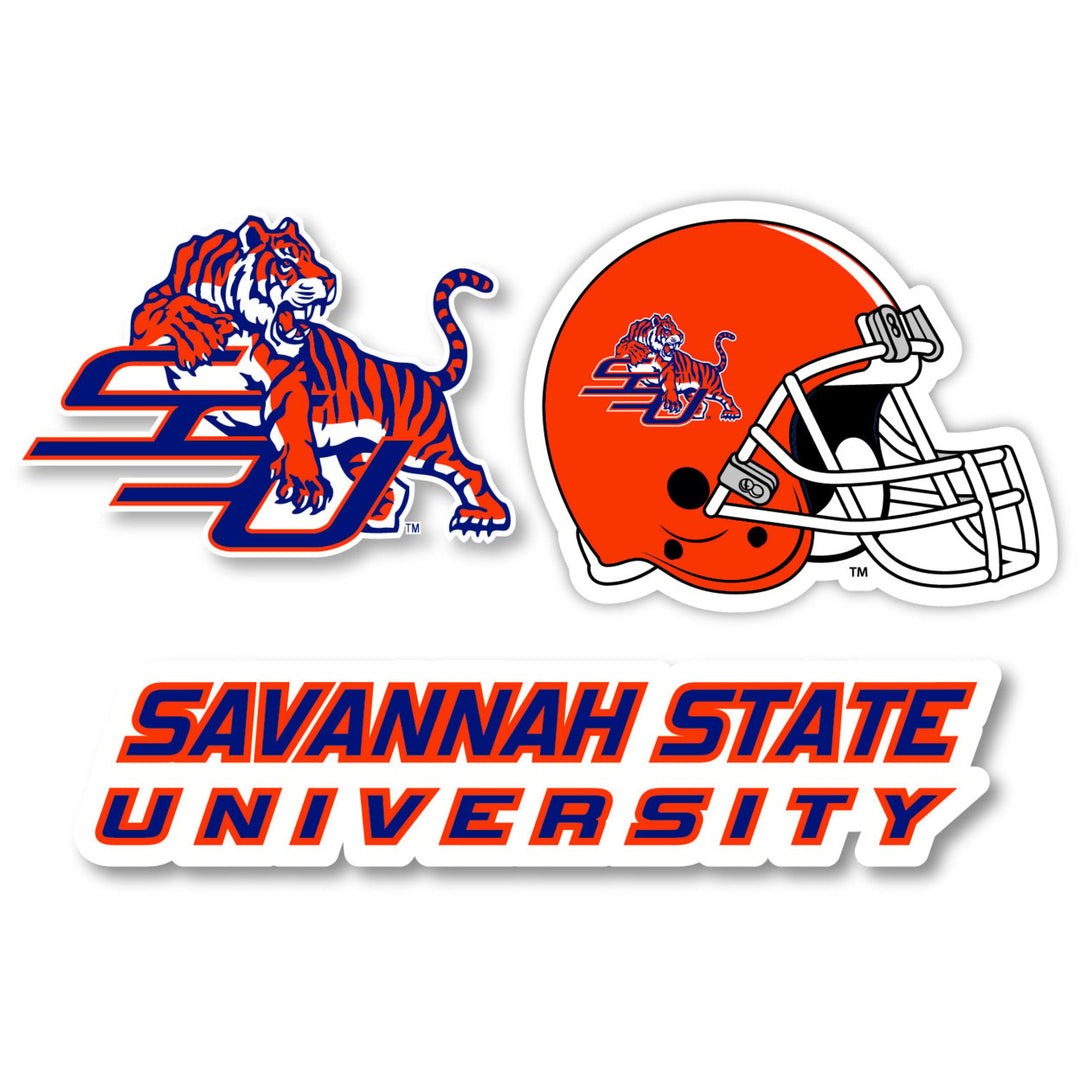 Savannah State University 3 Pack 4-Inch Each NCAA Durable School Spirit Vinyl Decal Sticker Image 1