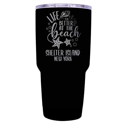 Shelter Island York Souvenir Laser Engraved 24 Oz Insulated Stainless Steel Tumbler Black Image 1