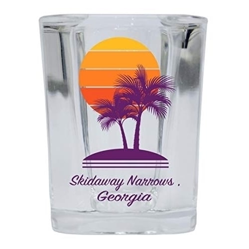 Skidaway Narrows Georgia Souvenir 2 Ounce Square Shot Glass Palm Design Image 1