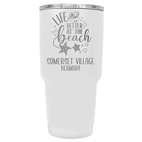 Somerset Village Bermuda Souvenir Laser Engraved 24 Oz Insulated Stainless Steel Tumbler White Image 1