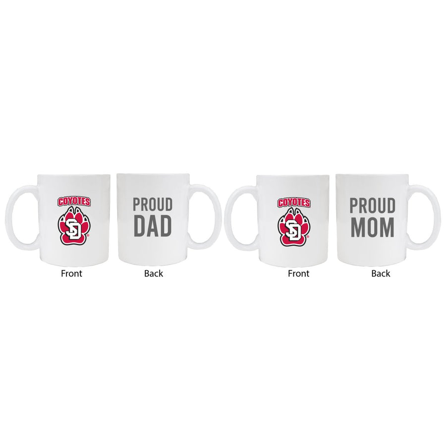 South Dakota Coyotes Proud Mom And Dad White Ceramic Coffee Mug 2 pack (White) Image 1