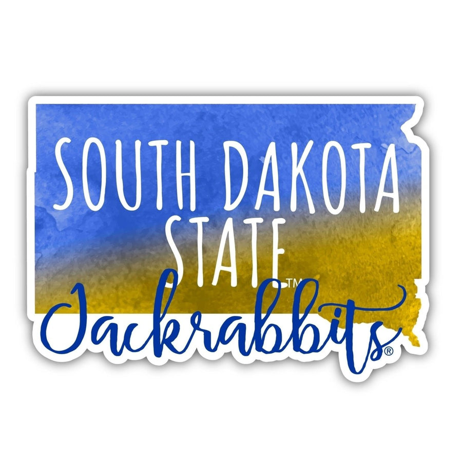 South Dakota State Jackrabbits 4-Inch Watercolor State Shaped NCAA Vinyl Decal Sticker for Fans, Students, and Alumni Image 1