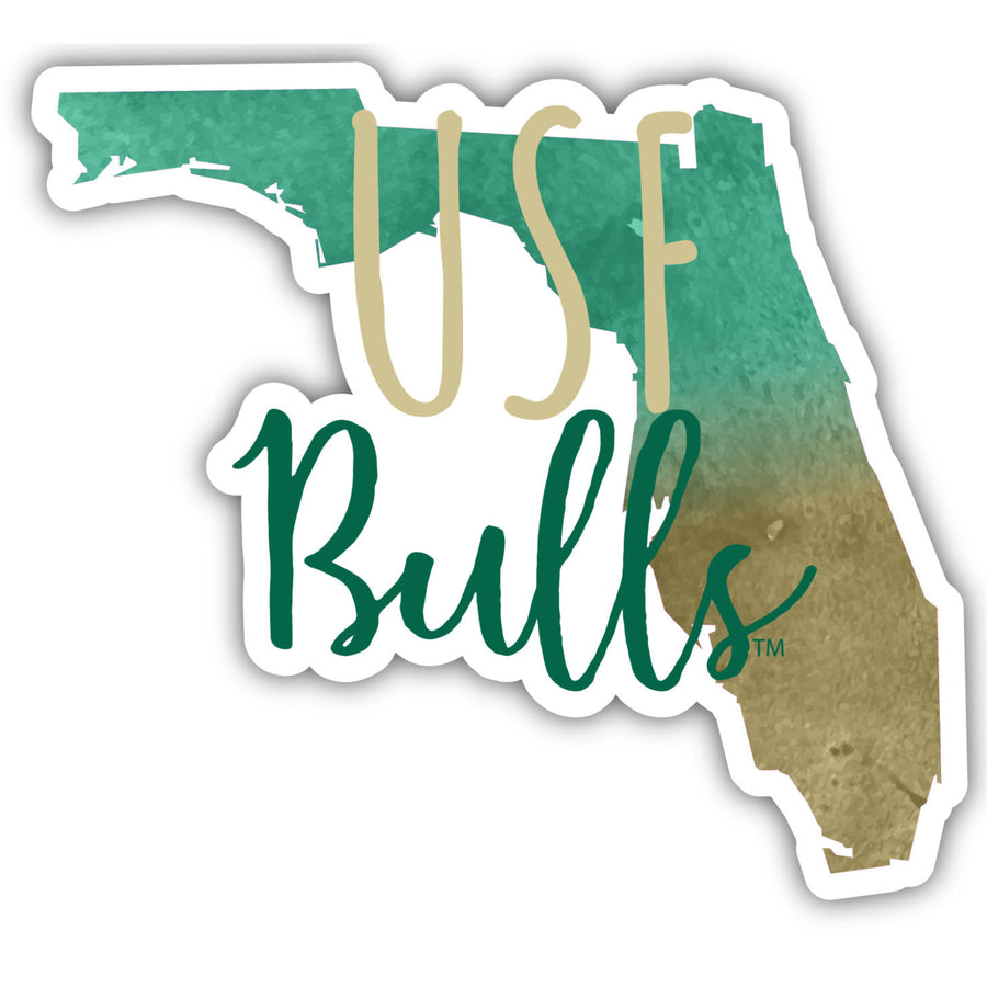 South Florida Bulls 2-Inch on one of its sides Watercolor Design NCAA Durable School Spirit Vinyl Decal Sticker Image 1