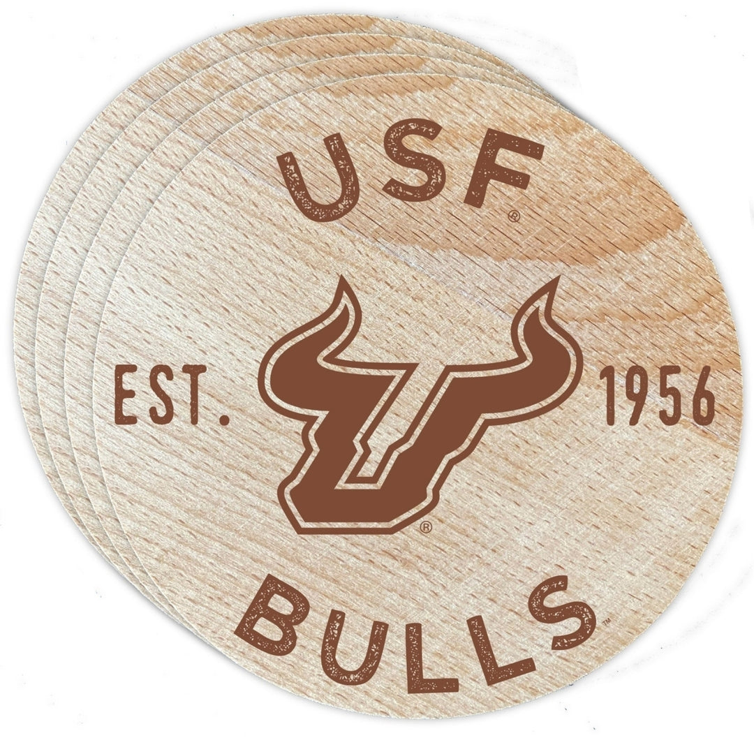 South Florida Bulls Officially Licensed Wood Coasters (4-Pack) - Laser Engraved, Never Fade Design Image 1