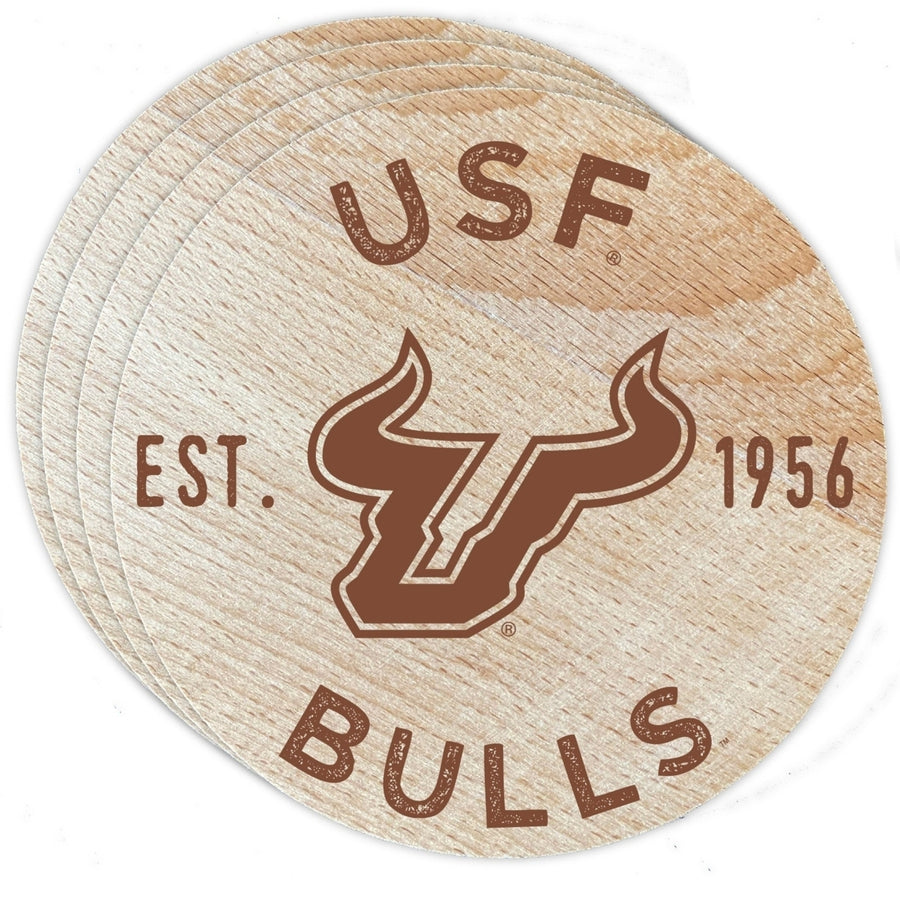 South Florida Bulls Officially Licensed Wood Coasters (4-Pack) - Laser Engraved, Never Fade Design Image 1