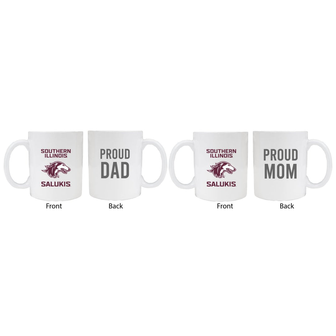 Southern Illinois Salukis Proud Mom And Dad White Ceramic Coffee Mug 2 pack (White) Image 1