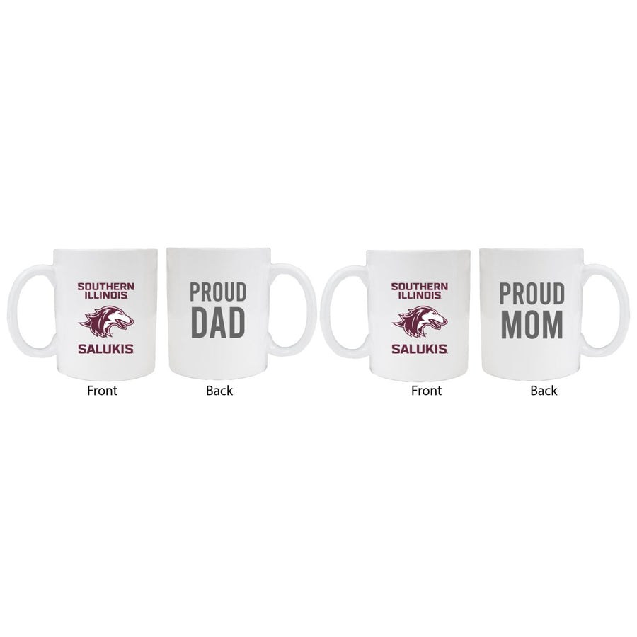 Southern Illinois Salukis Proud Mom And Dad White Ceramic Coffee Mug 2 pack (White) Image 1