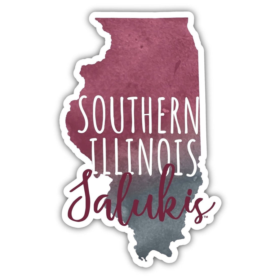 Southern Illinois Salukis 4-Inch Watercolor State Shaped NCAA Vinyl Decal Sticker for Fans, Students, and Alumni Image 1