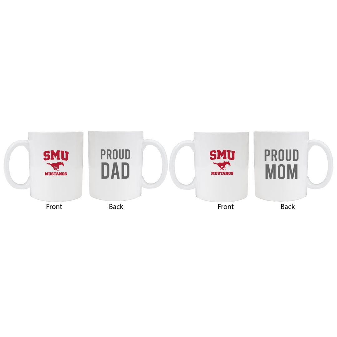 Southern Methodist University Proud Mom And Dad White Ceramic Coffee Mug 2 pack (White) Image 1