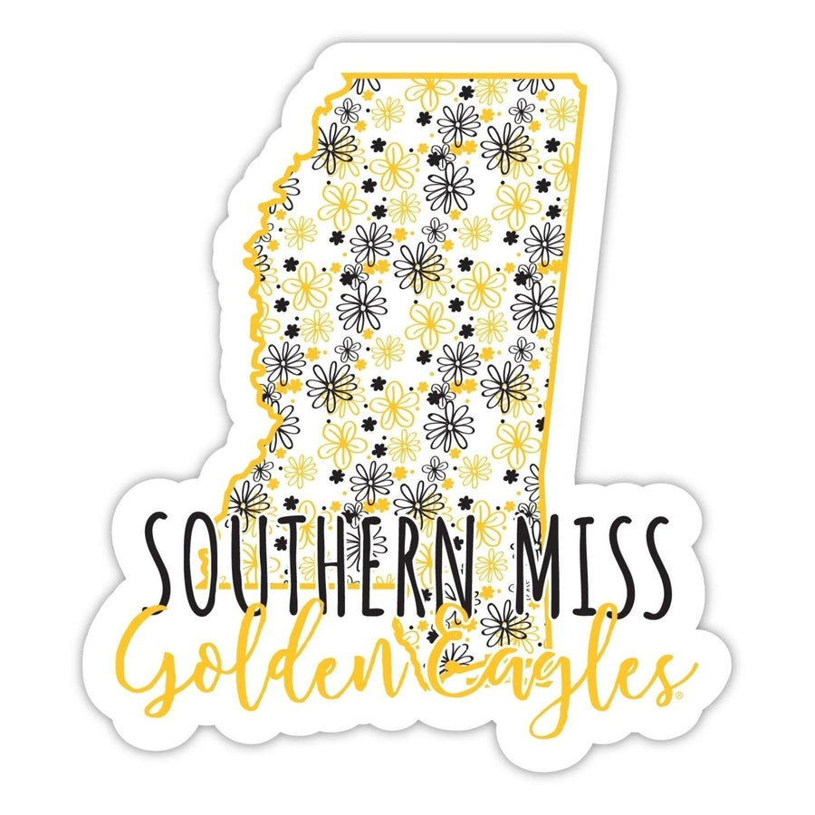 Southern Mississippi Golden Eagles 4-Inch State Shaped NCAA Floral Love Vinyl Sticker - Blossoming School Spirit Decal Image 1