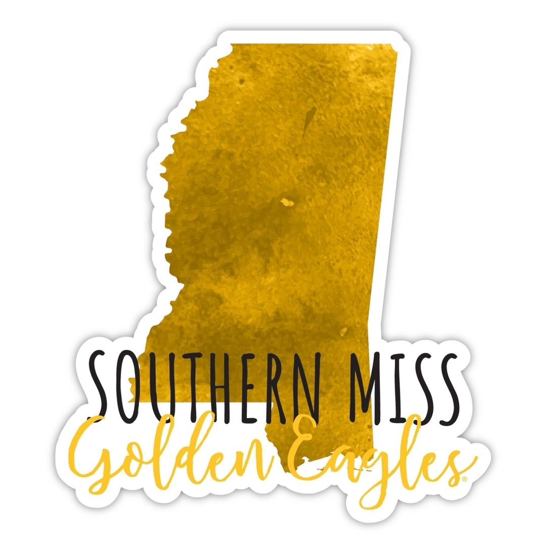 Southern Mississippi Golden Eagles 2-Inch on one of its sides Watercolor Design NCAA Durable School Spirit Vinyl Decal Image 1