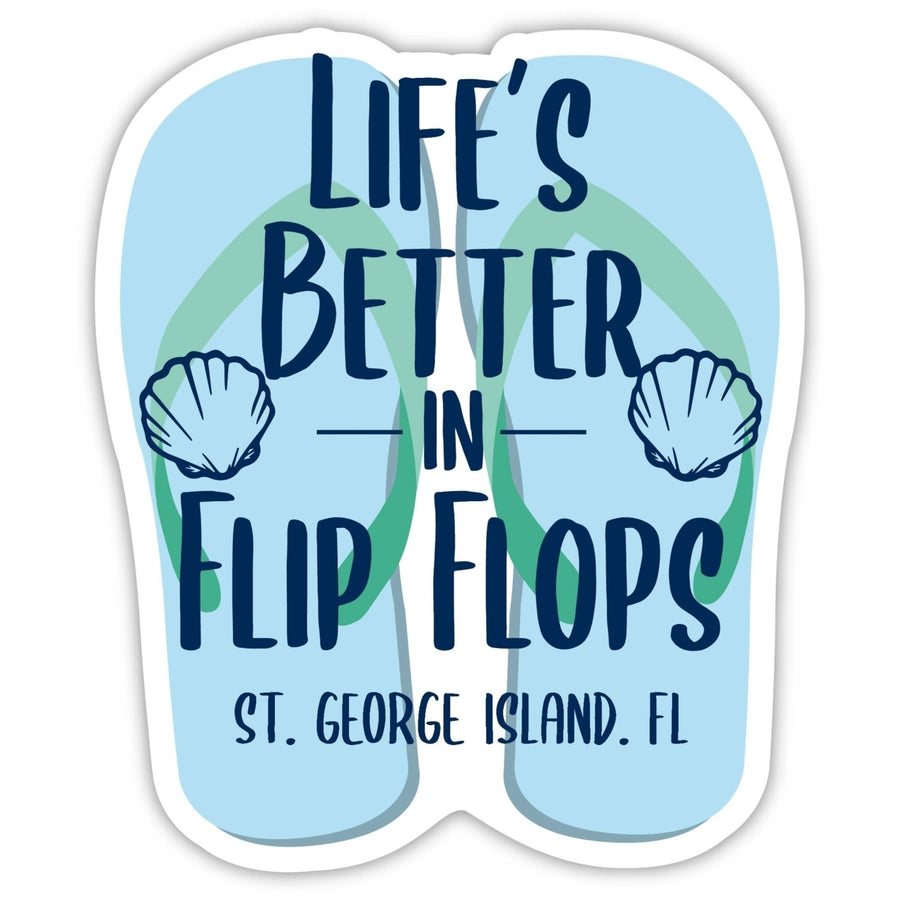 St. George Island Florida Souvenir 4 Inch Vinyl Decal Sticker Flip Flop Design Image 1