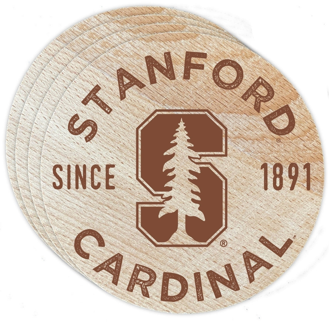 Stanford University Officially Licensed Wood Coasters (4-Pack) - Laser Engraved, Never Fade Design Image 1