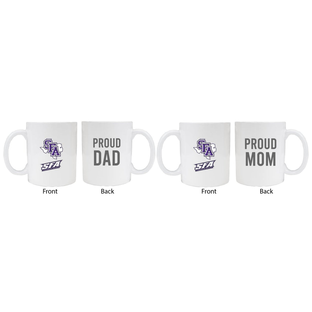 Stephen F. Austin State University Proud Mom And Dad White Ceramic Coffee Mug 2 pack (White) Image 1