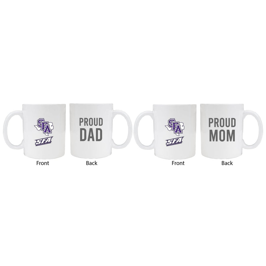 Stephen F. Austin State University Proud Mom And Dad White Ceramic Coffee Mug 2 pack (White) Image 1