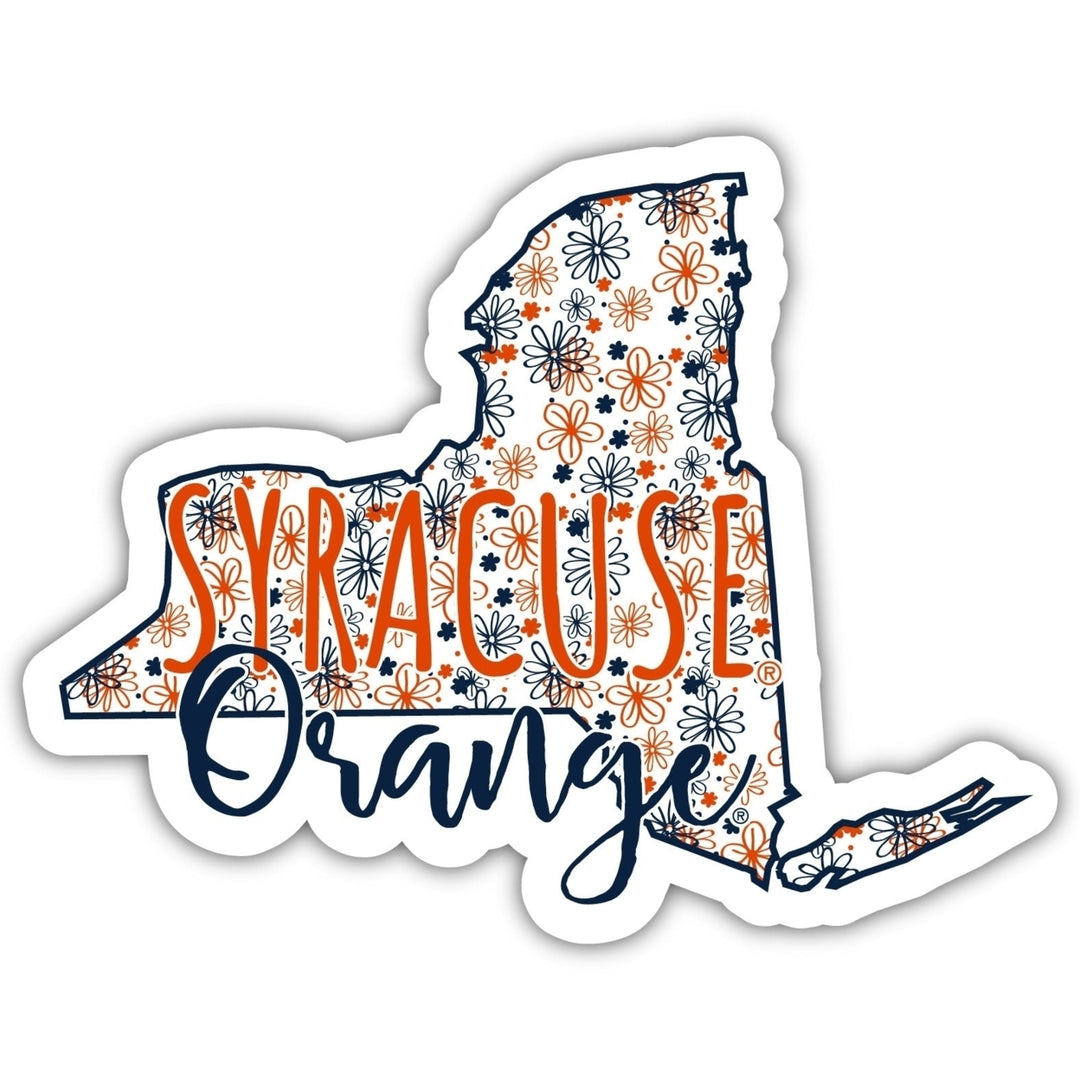 Syracuse Orange 4-Inch State Shaped NCAA Floral Love Vinyl Sticker - Blossoming School Spirit Decal Image 1