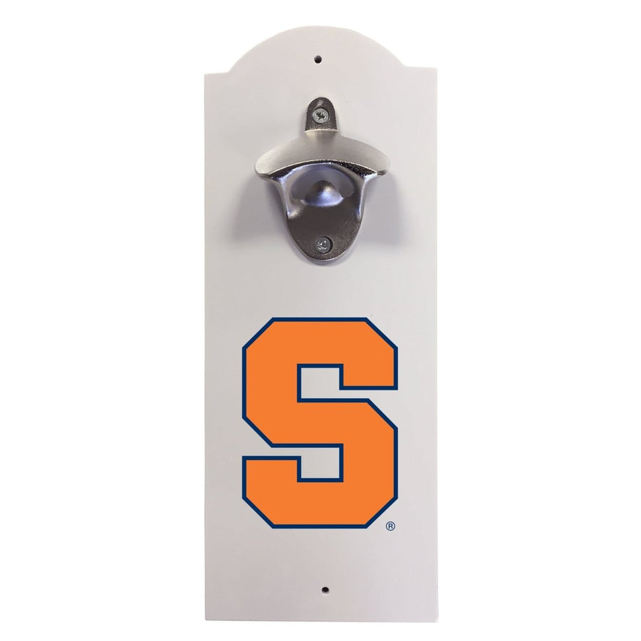 Syracuse Orange Wall-Mounted Bottle Opener  Sturdy Metal with Decorative Wood Base for Home Bars, Rec Rooms and Fan Image 1