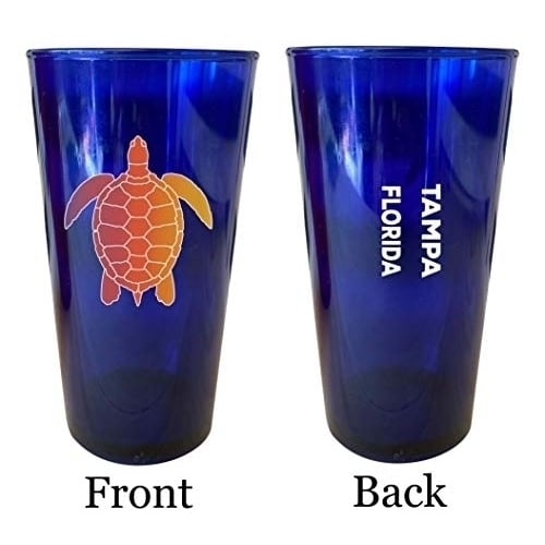 Tampa Florida Souvenir 16 oz Blue Plastic Pint Glass 4-Pack Image 1