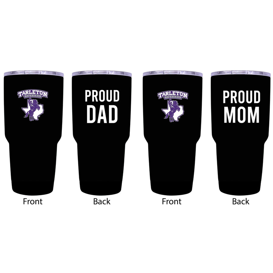 Tarleton State University Proud Parent 24 oz Insulated Tumblers Set - Black, Mom and Dad Edition Image 1