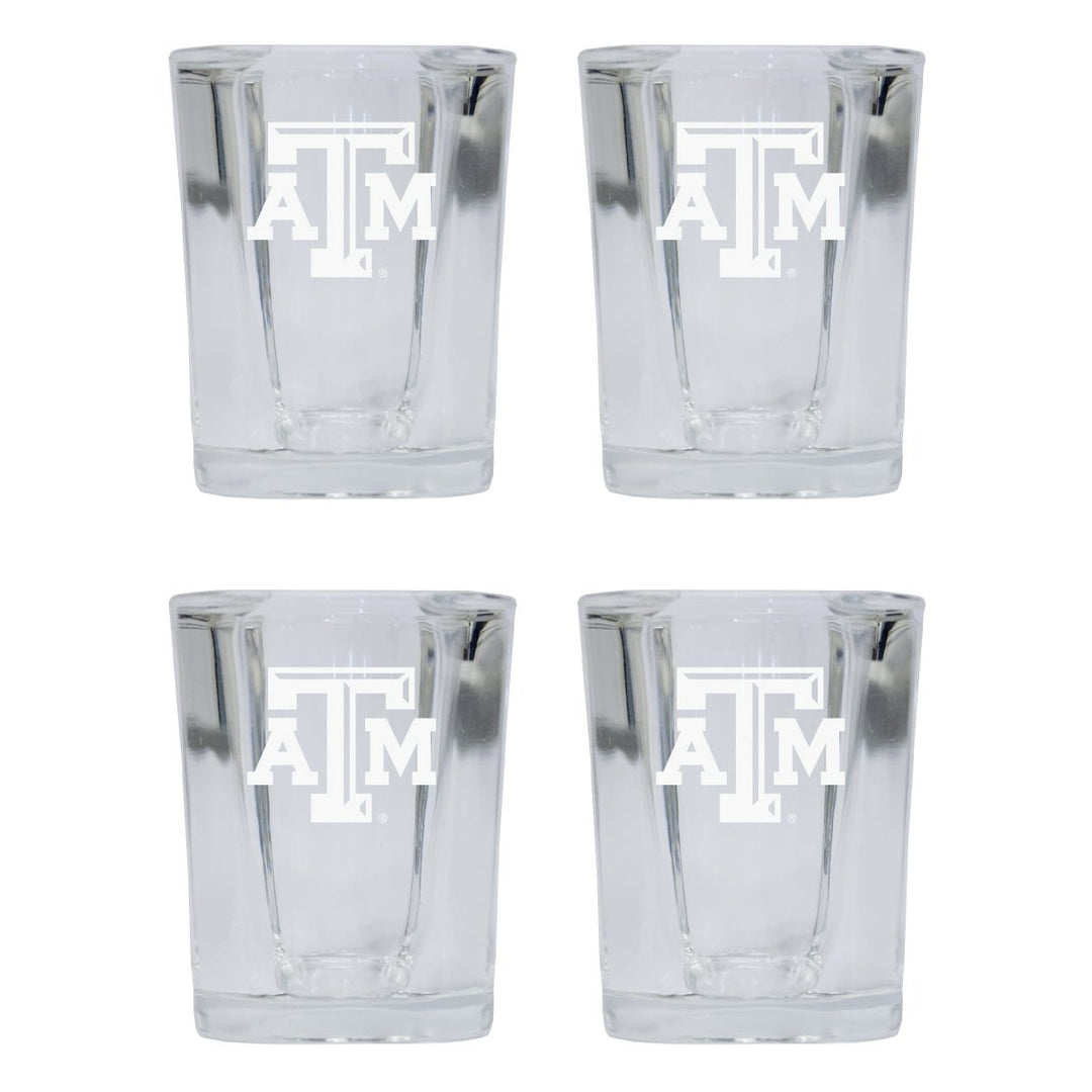 Texas AandM Aggies NCAA Collectors Edition 2oz Square Shot Glass - Laser Etched Logo 4-Pack Image 1