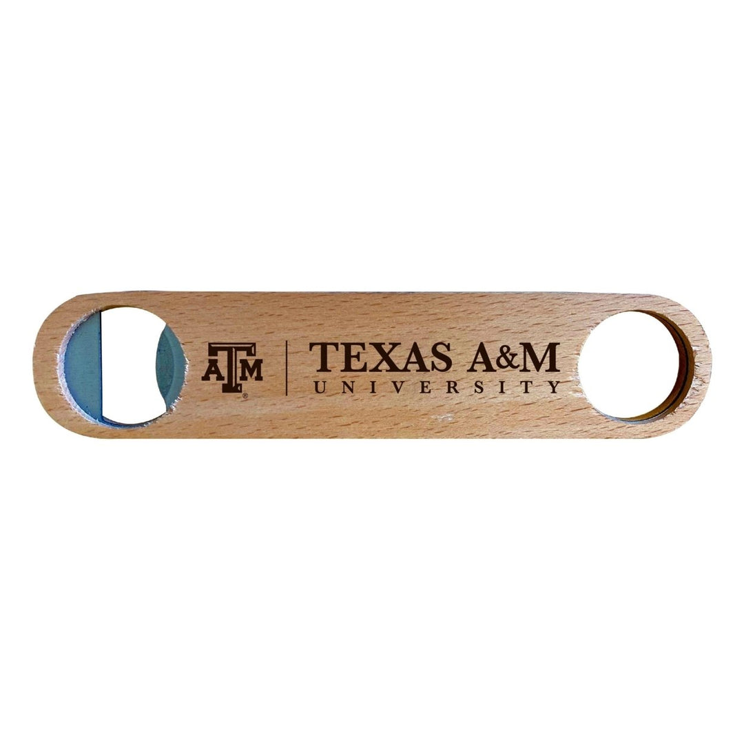 Texas AandM Aggies NCAA Elegant Laser-Etched Wooden Bottle Opener - Collegiate Bar Accessory Image 1