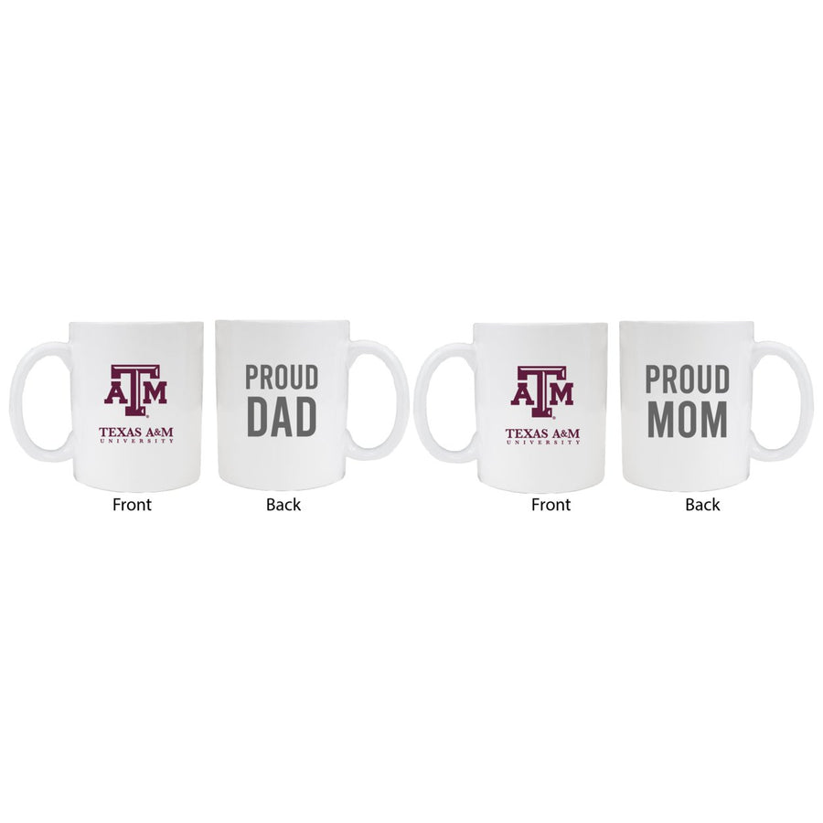 Texas AandM Aggies Proud Mom And Dad White Ceramic Coffee Mug 2 pack (White) Image 1