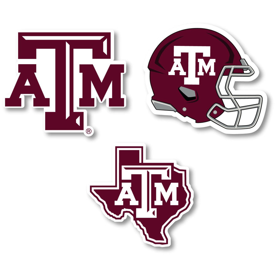 Texas AandM Aggies 3 Pack 4-Inch Each NCAA Durable School Spirit Vinyl Decal Sticker Image 1