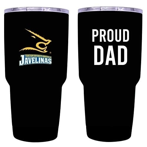 Texas AandM Kingsville Javelinas Proud Dad 24 oz Insulated Stainless Steel Tumblers Black. Image 1