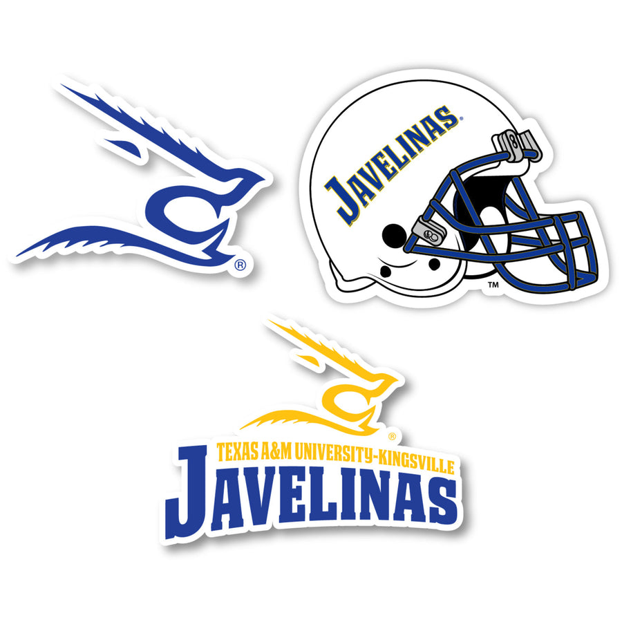 Texas AandM Kingsville Javelinas 3 Pack 4-Inch Each NCAA Durable School Spirit Vinyl Decal Sticker Image 1