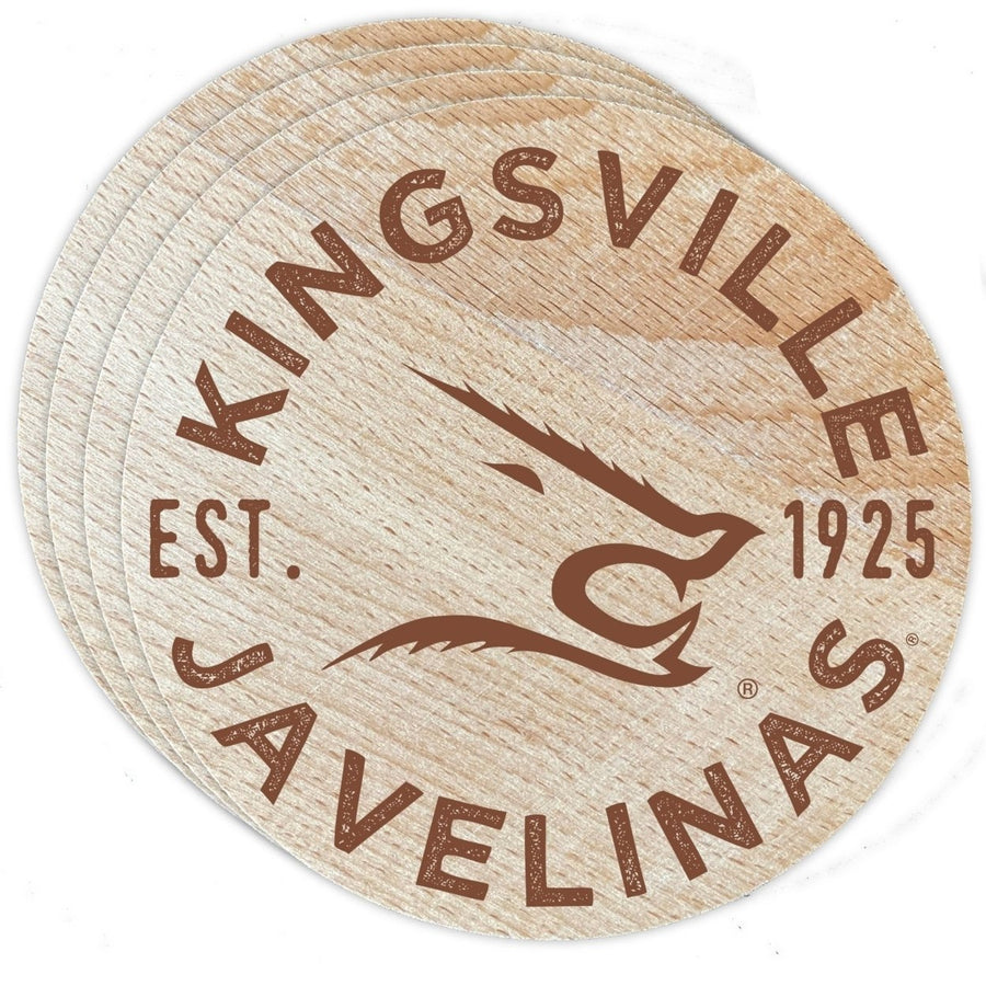 Texas AandM Kingsville Javelinas Officially Licensed Wood Coasters (4-Pack) - Laser Engraved, Never Fade Design Image 1