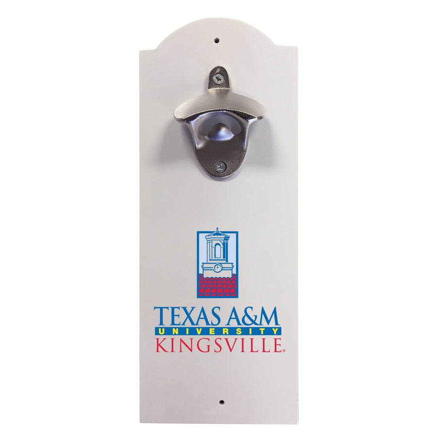 Texas AandM Kingsville Javelinas Wall-Mounted Bottle Opener  Sturdy Metal with Decorative Wood Base for Home Bars, Rec Image 1