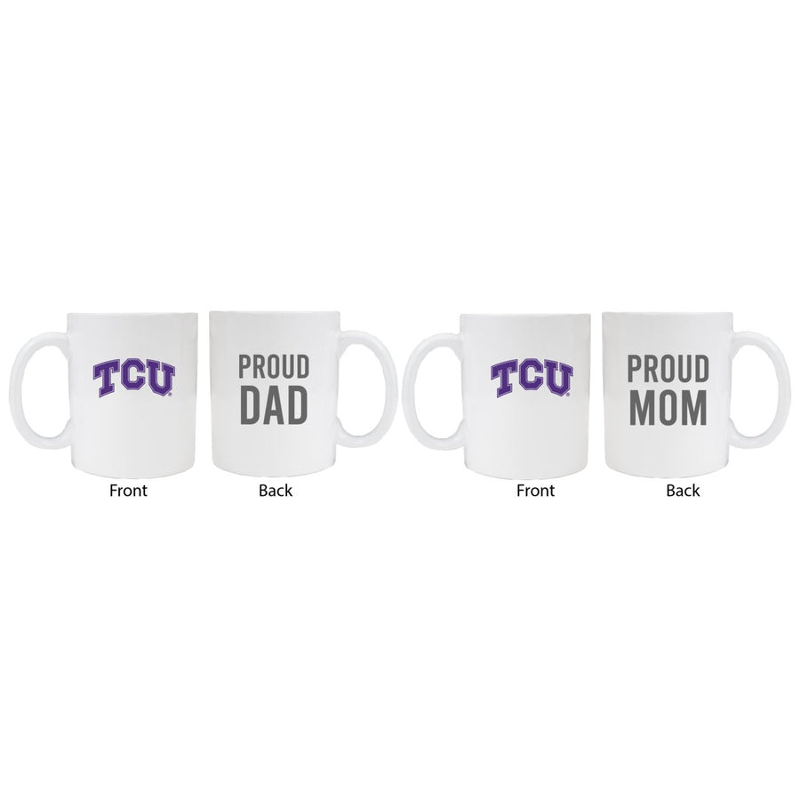 Texas Christian University Proud Mom And Dad White Ceramic Coffee Mug 2 pack (White) Image 1