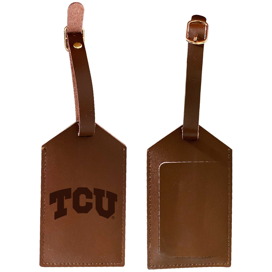 Elegant Texas Christian University NCAA Leather Luggage Tag with Engraved Logo Image 1