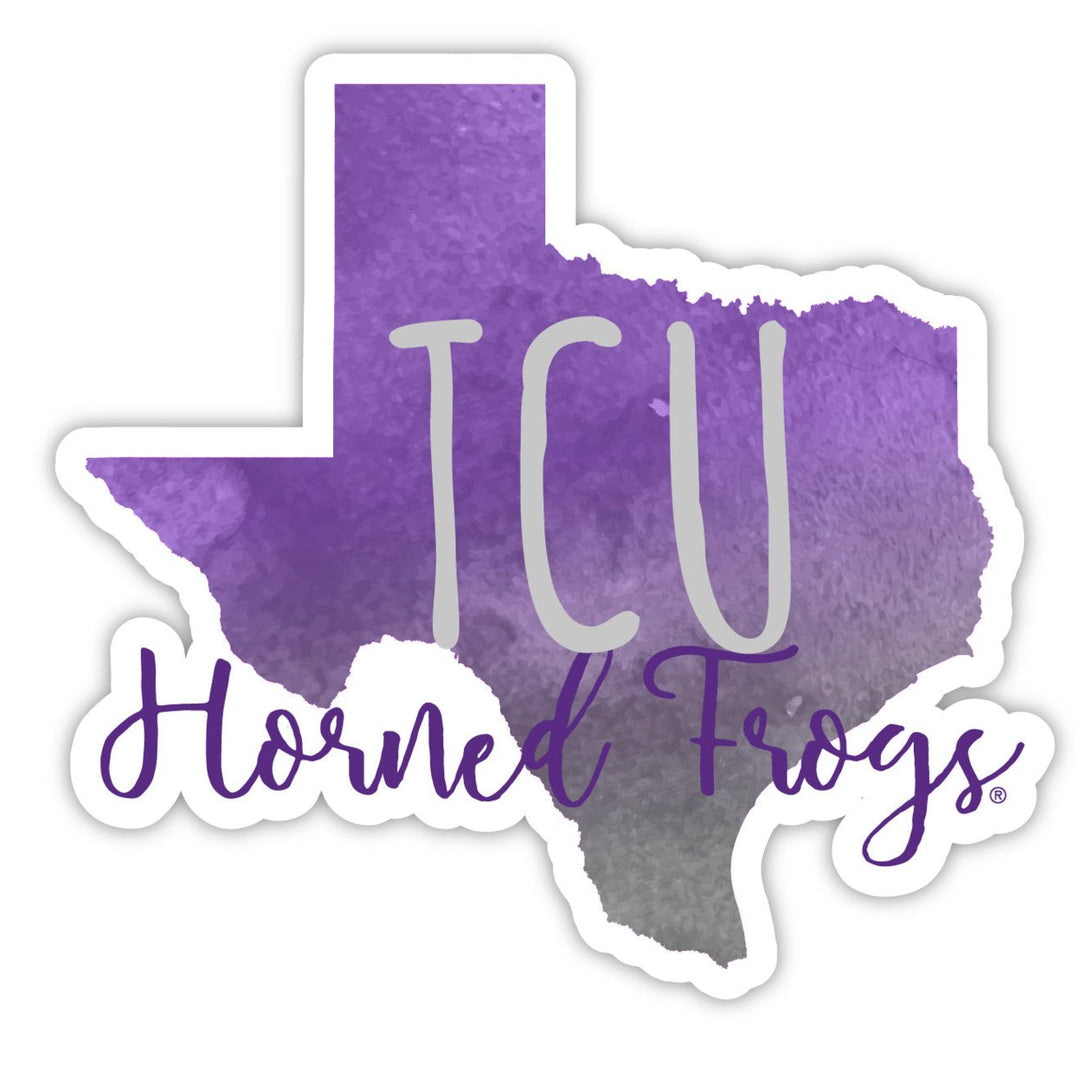 Texas Christian University 2-Inch on one of its sides Watercolor Design NCAA Durable School Spirit Vinyl Decal Sticker Image 1