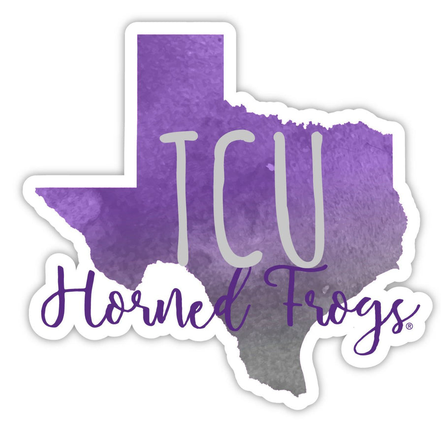 Texas Christian University 2-Inch on one of its sides Watercolor Design NCAA Durable School Spirit Vinyl Decal Sticker Image 1